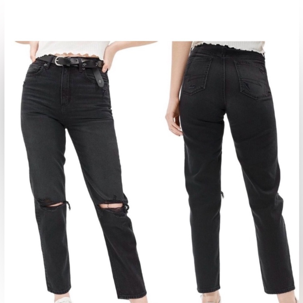 American Eagle Outfitters Strigid Black Distressed Short  Jeans